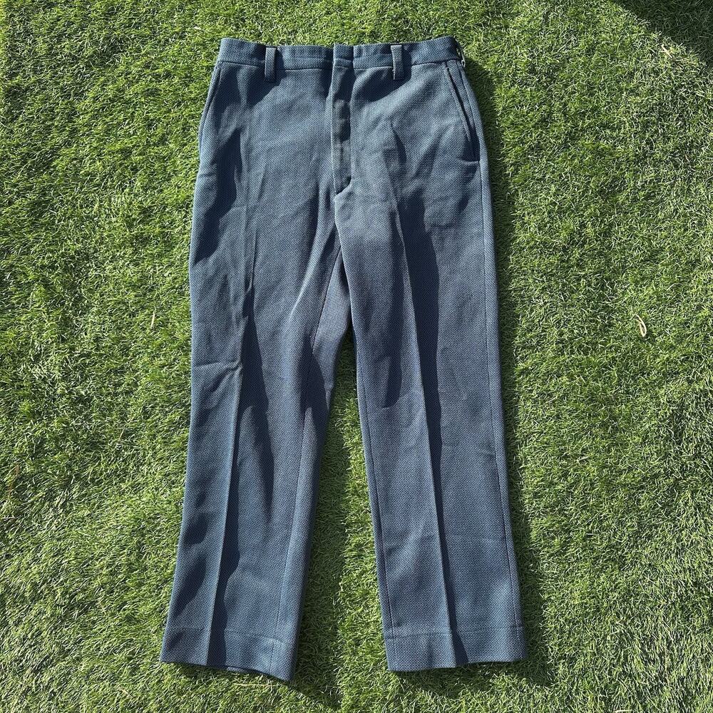 Vintage 70s Haggar Slacks Pants 30 x 27 Blue‎ Knit Workwear USA